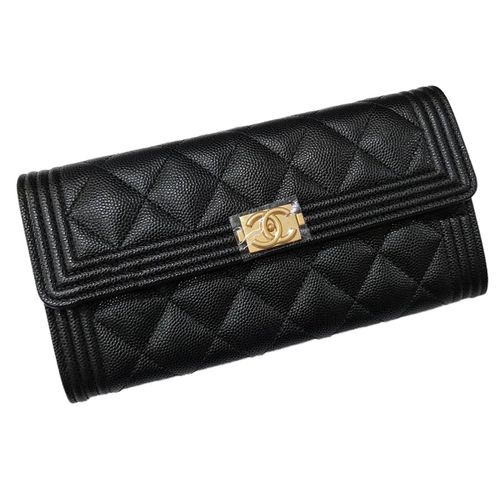Ví Chanel Dáng Dài Boy Flap Wallet Quilted Caviar Long Màu Đen-2