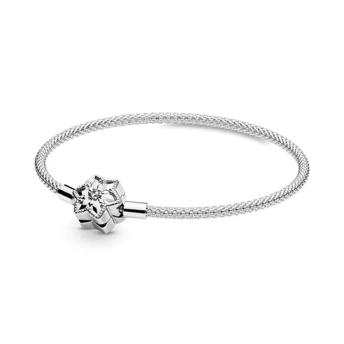 Vòng Đeo Tay Pandora Moments Bright Snowflake Mesh Bracelet 598616C01 Màu Bạc Size 17