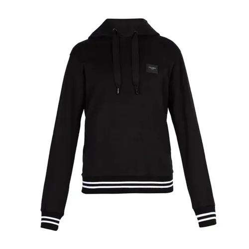 Dolce & Gabbana Áo Hoodie - Áo Hoodie Dolce & Gabbana D&G Logo-patch Cotton G9JQ3T G7OPC S8293 Màu Đen Size 44 - Vua Hàng Hiệu