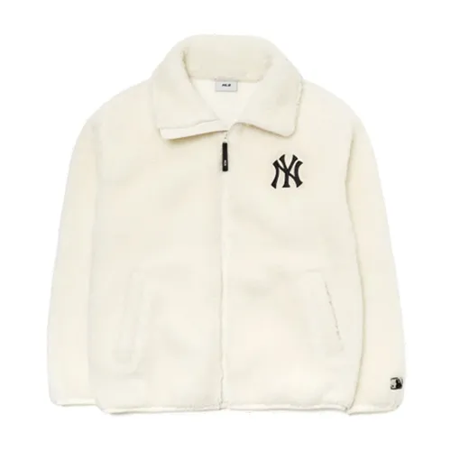 Áo Khoác Lông MLB Basic Stand Neck Mega Logo Soft Dumble Fleece Jumper 3AJPF3016-50IVS Màu Trắng Size XS