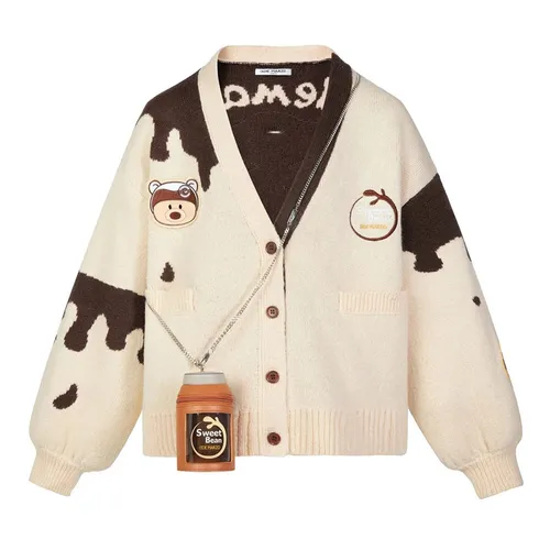 Áo Cardigan 13 De Marzo x Pop Mart Beige Canned Coffee FR-JX-647 Màu Be Size S