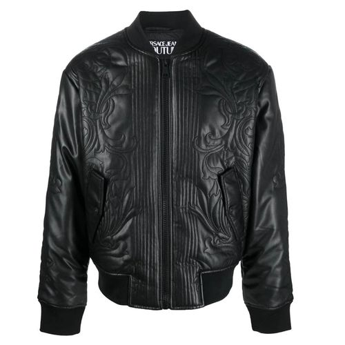 Áo Khoác Versace Jeans Couture Faux Leather Bomber Jacket Màu Đen