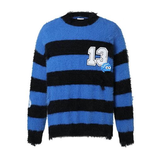 Áo Len 13 De Marzo Elmo Bear Artificial Fur Stripe Sweater FR-JX-866 Màu Xanh Size S