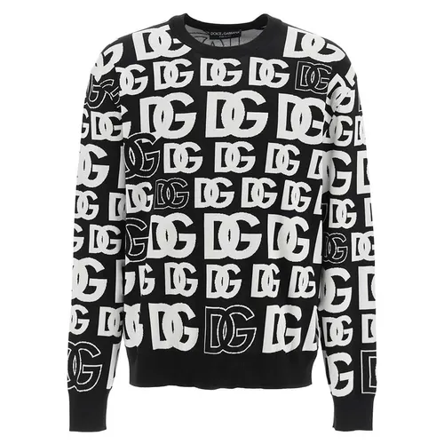 Áo Len Nam Dolce & Gabbana D&G Logo Monogram GXJ75T JDMP1 Màu Đen Trắng Size M