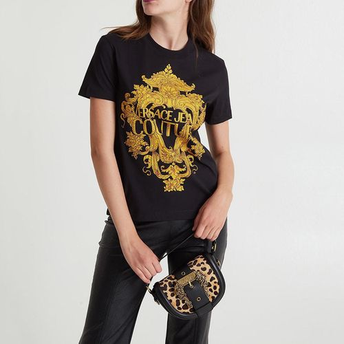 Áo Phông Versace Jeans Couture Baroque Crysal Print Logo 73HAHP02 CJ01P G89 Màu Đen Size S-4