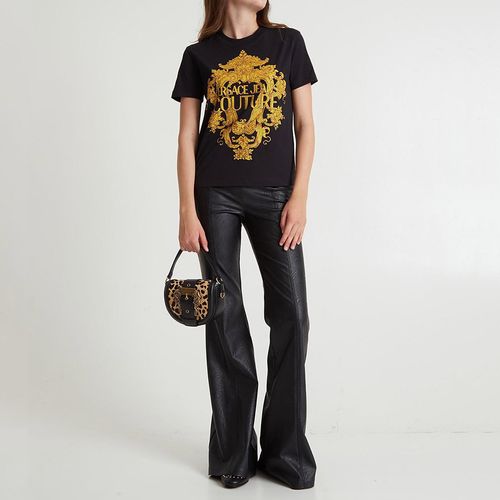 Áo Phông Versace Jeans Couture Baroque Crysal Print Logo 73HAHP02 CJ01P G89 Màu Đen Size XS-2
