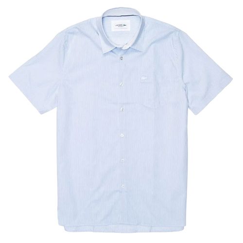 Áo Sơ Mi Cộc Tay Lacoste City Poplin Striped Shirt Light Blue Ch0006-9AR Màu Kẻ Xanh Size M