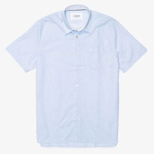 Áo Sơ Mi Cộc Tay Lacoste City Poplin Striped Shirt Light Blue Ch0006-9AR Màu Kẻ Xanh Size M-3