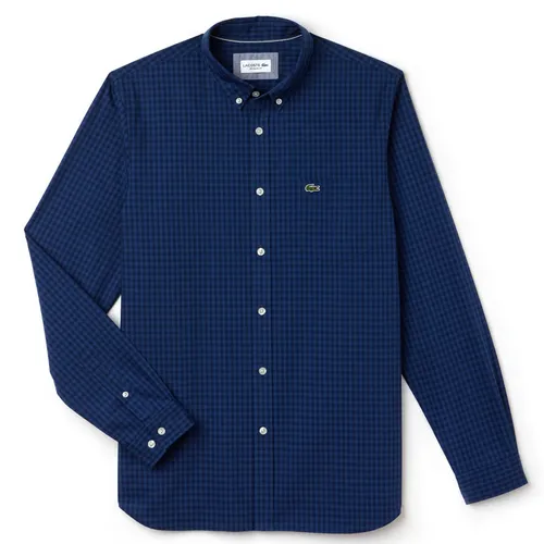 Áo Sơ Mi Lacoste Man Shirt Mini Gingham Check Màu Xanh Navy Size L
