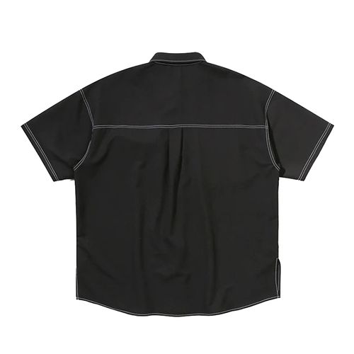 Áo Sơ Mi Romantic Crown Stitch Pocket Half Shirt Màu Đen Size S-4
