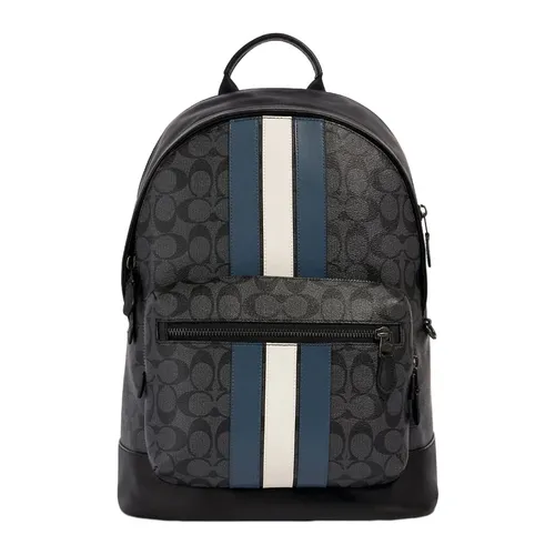 Coach - Balo Nam Coach West Backpack In Signature Canvas With Varsity Stripe 3001 Màu Đen - Vua Hàng Hiệu