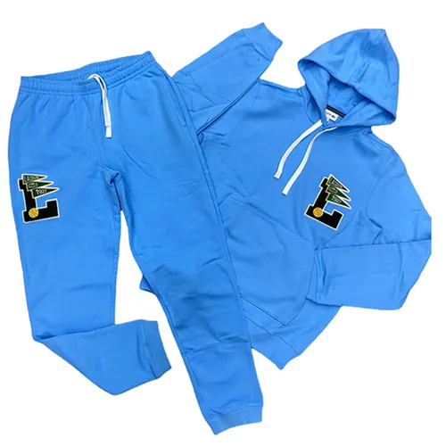 Bộ Quần Áo Nỉ Lacoste Flag Sweat Suit Baby Blue Màu Xanh Size L