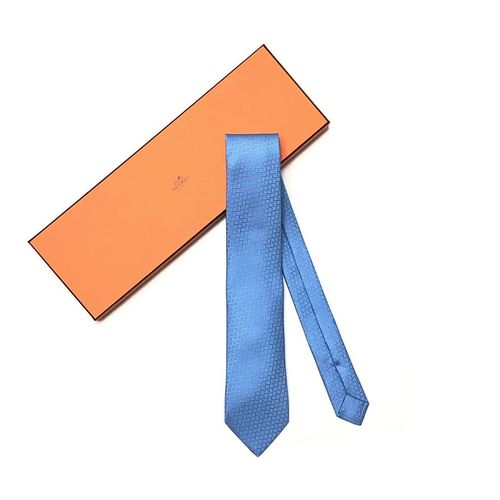 Cà Vạt Hermès Cravate Bleu Clair Màu Xanh Blue
