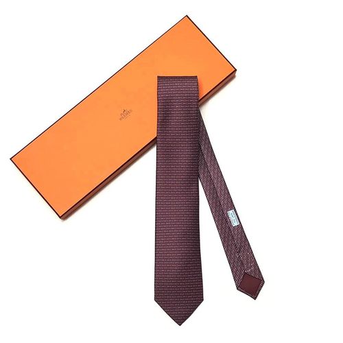 Cà Vạt Hermès Cravate H Jumbo Twillbi Tie Bordeaux/Ciel/Gris Màu Đỏ Mận