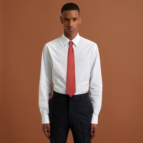 Cà Vạt Hermès Cravate H Jumbo Twillbi Tie Rouge/Gris/Gris Pâle Màu Đỏ-1