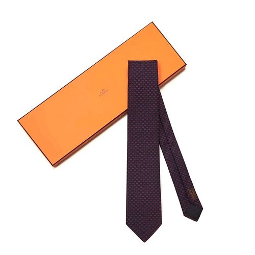 Cà Vạt Hermès Cravate Hilario Marine/Rouge Màu Xanh, Đỏ-3