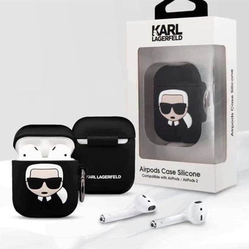 Vỏ Bọc Tai Nghe  Airpods Karl Lagerfeld KLACCSILKHBK Cover Czarny/Black Màu Đen-3