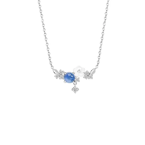 Dây Chuyền Lili Jewelry Bạc Đính Pha Lê Aurora Cao Cấp, Đá CZ Nữ Hoa Lá LILI_955426 Màu Bạc