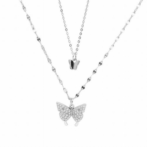 Dây Chuyền Lili Jewelry Bạc Nữ 2 Tầng Đẹp Và Độc Hình Đôi Bướm Hot Trend LILI_361718 Màu Bạc