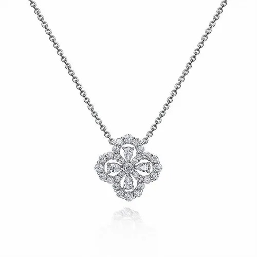 Dây Chuyền Lili Jewelry Bạc Nữ Đính Đá Carbon Tổng Hợp Cỏ 4 Lá LILI_347932 Màu Bạc