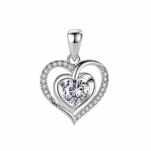 Dây Chuyền Lili Jewelry Bạc Nữ Đính Đá CZ Trái Tim Cách Điệu LILI_382124 Màu Bạc