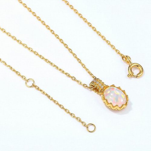 Dây Chuyền Lili Jewelry Bạc Nữ Đính Đá Opal Quả Trứng LILI_473937 Màu Vàng Gold-3