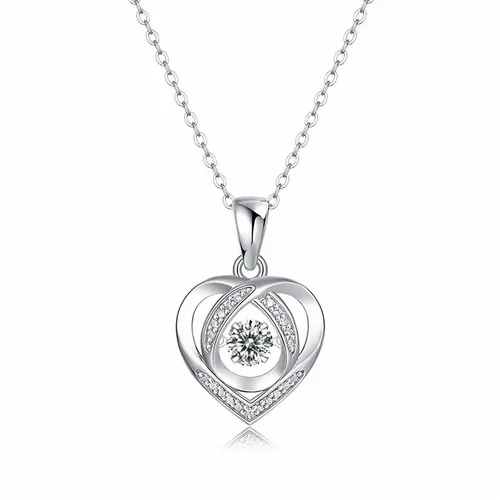 Dây Chuyền Lili Jewelry Bạc Nữ Đính Kim Cương Moissanite Hình Trái Tim LILI_651753 Màu Bạc