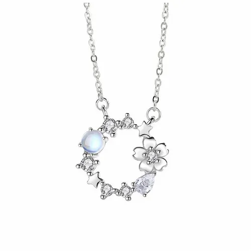 Dây Chuyền Lili Jewelry Bạc Nữ Đính Pha Lê Aurora Hình Vòng Hoa Audrey LILI_628865 Màu Bạc - Trang sức - Vua Hàng Hiệu