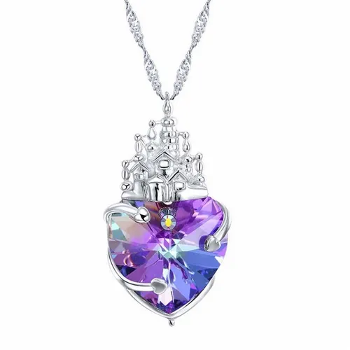 Dây Chuyền Lili Jewelry Bạc Nữ Trái Tim Pha Lê Lâu Đài Tình Yêu LILI_937128 Màu Bạc