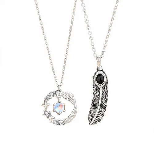 Dây Chuyền Lili Jewelry Đôi Bạc Đính Đá CZ Hình Lông Vũ Isolde LILI_827276 Màu Bạc