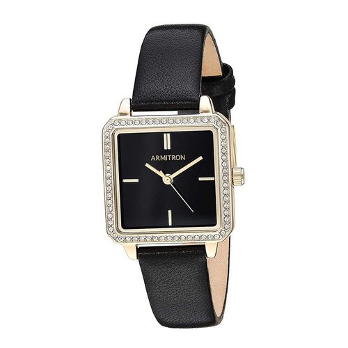 Đồng Hồ Nữ Armitron Swarovski Crystal Accented Leather Watch 75/5597BKGPBK Màu Đen-1