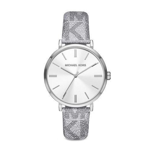 Đồng Hồ Nữ Michael Kors Addyson Three-Hand Metallic Silver PVC Watch MK2951 Màu Xám Trắng