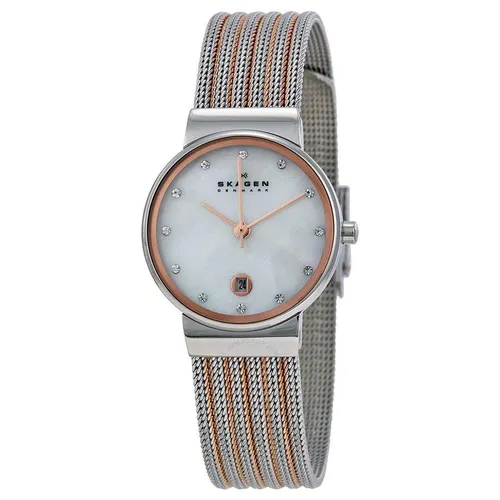 Đồng Hồ Skagen 355SSRS Màu Trắng Phối Vàng Hồng