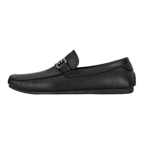 Giày Salvatore Ferragamo Nam - Giày Lười Salvatore Ferragamo Mocca Silver Horsebit Buckle 756000 Màu Đen - Vua Hàng Hiệu