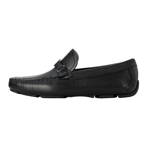 Giày Salvatore Ferragamo - Giày Lười Salvatore Ferragamo Mocca Vara Buckle Driving 709326 Màu Đen - Vua Hàng Hiệu