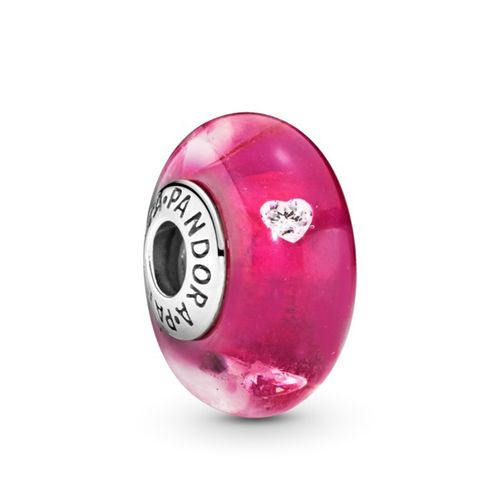 Hạt Vòng Charm Pandora Pink Hearts Murano Glass 791664PCZ Màu Hồng Đậm