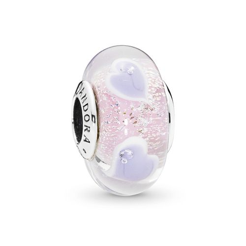 Hạt Vòng Charm Pandora Purple Hearts Murano Glass 796599CZ Màu Hồng Tím