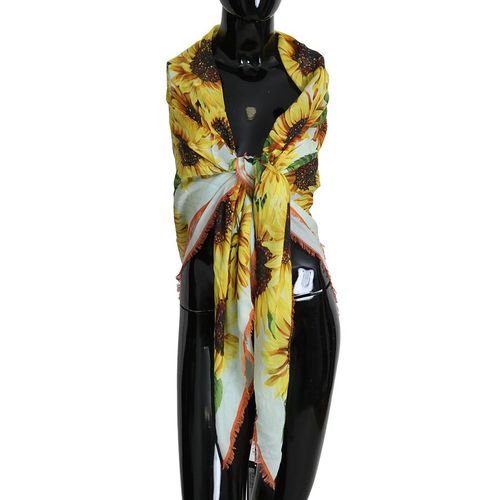 Khăn Quàng Cổ Dolce & Gabban D&G Multicolor Sunflower Print Modal Wrap Shawl Women's Scarf Màu Vàng-2