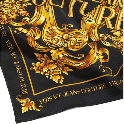 Khăn Versace Jeans Couture V-Emblem Garland Black Gold Foulard Scarf 73HA7H01-ZG114-G89 Màu Đen Vàng-2