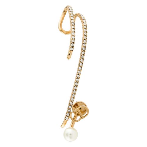 Khuyên Tai Dior Faux Pearl & Crystal Ear Cuff Màu Vàng Gold