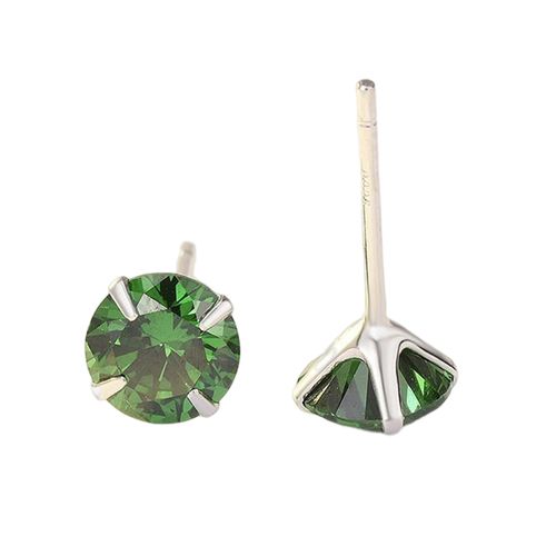 Khuyên Tai LiLi Jewelry Bạc Đính Đá Cubic Zirconia LiLi_488357 Màu Xanh Lá 4mm