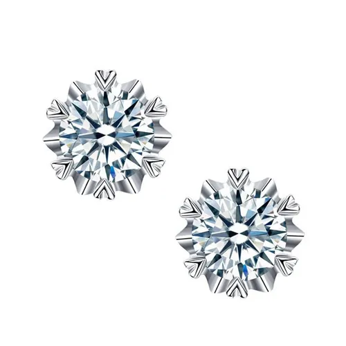 Khuyên Tai LiLi Jewelry Hình Bông Tuyết Đính Đá CZ Lili_221372 Màu Bạc