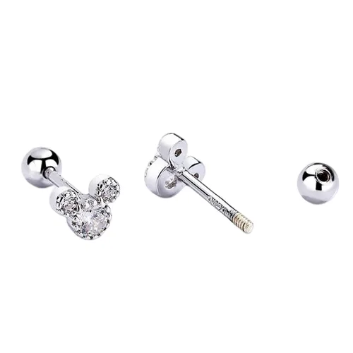 Khuyên Tai LiLi Jewelry Hình Chuột Mickey, Đá CZ LiLi_428424 Màu Bạc