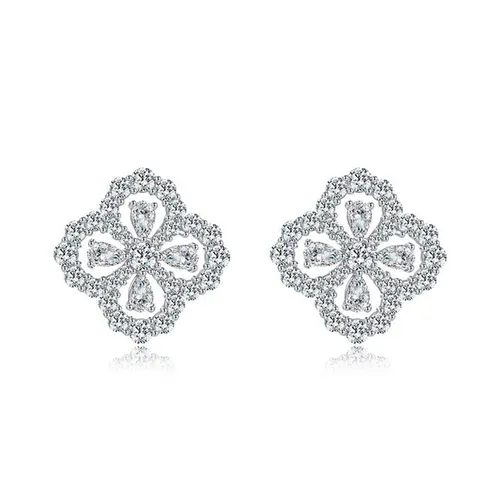 Lili Jewelry Bạc Khuyên tai Bạc 925 - Khuyên Tai LiLi Jewelry Hình Cỏ Bốn Lá, Đá Carbon LiLi_996258 Màu Bạc - Vua Hàng Hiệu