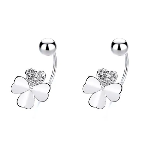 Khuyên Tai LiLi Jewelry Hình Cỏ Bốn Lá, Đá Cubic Zirconia LiLi_256684 Màu Bạc