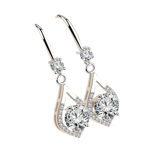 Trang sức Nữ Trắng - Khuyên Tai LiLi Jewelry Hình Giọt Nước Đính Đá CZ Lili_416496 Màu Trắng - Vua Hàng Hiệu