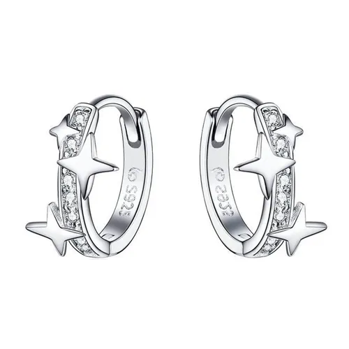 Khuyên Tai LiLi Jewelry Hình Ngôi Sao Đính Đá CZ Lili_166353 Màu Bạc