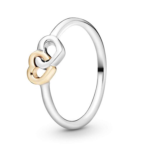 Nhẫn Pandora 14K & Silver Heart To Heart Ring Màu Bạc/Vàng Size 48