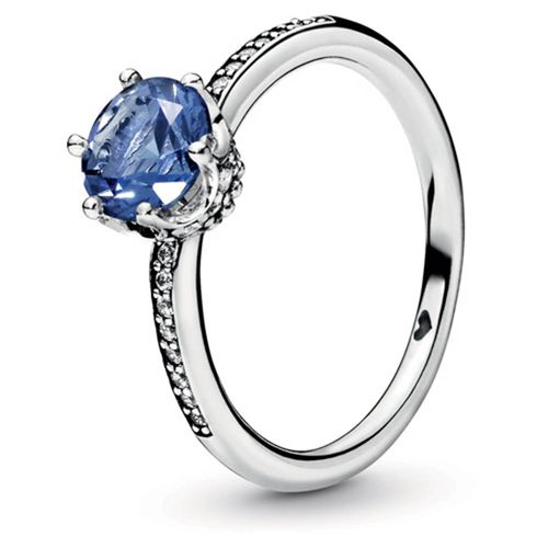 Nhẫn Pandora Blue Sparkling Crown Ring 198289NSWB Màu Xanh Bạc Size 48