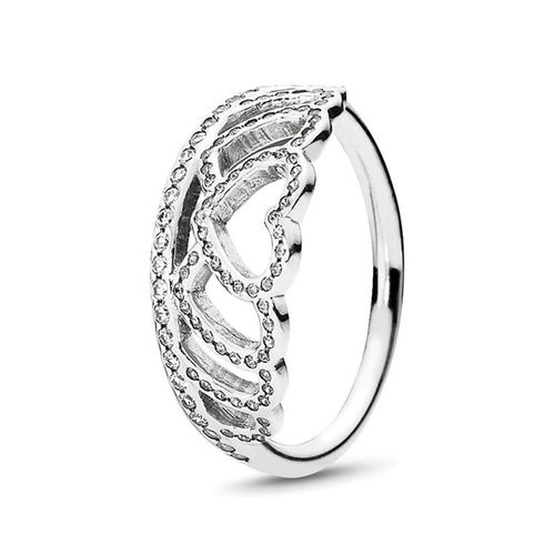 Nhẫn Pandora Jewelry Hearts Tiara Cubic Zirconia Ring In Sterling Silver Màu Bạc